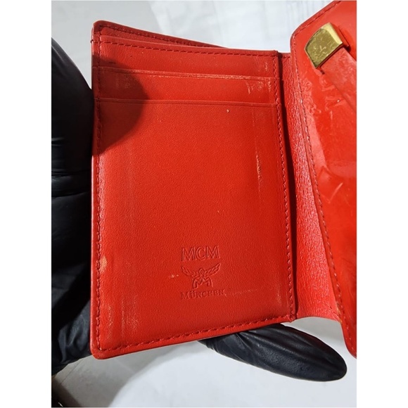 Authentic MCM Bifold Patent Leather Wallet Red - Picture 8 of 13